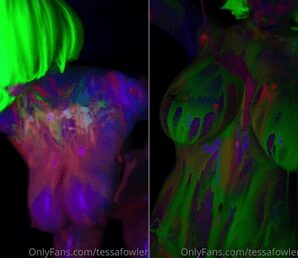 TESSA FOWLER NUDE NEON NAKED BODY PAINT VIDEO LEAKED